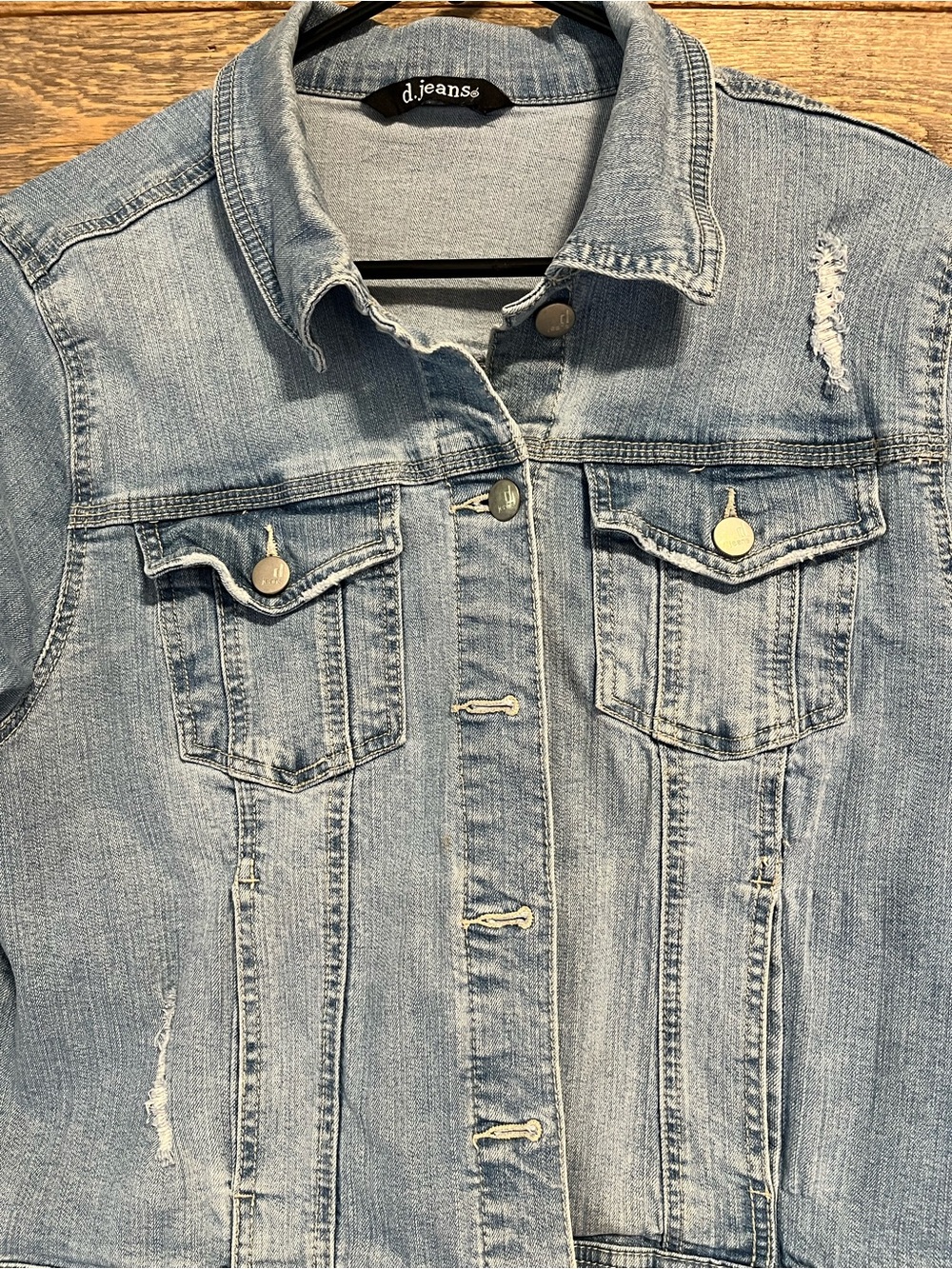 d. jeans Faded Light Blue Distressed Denim Jacket